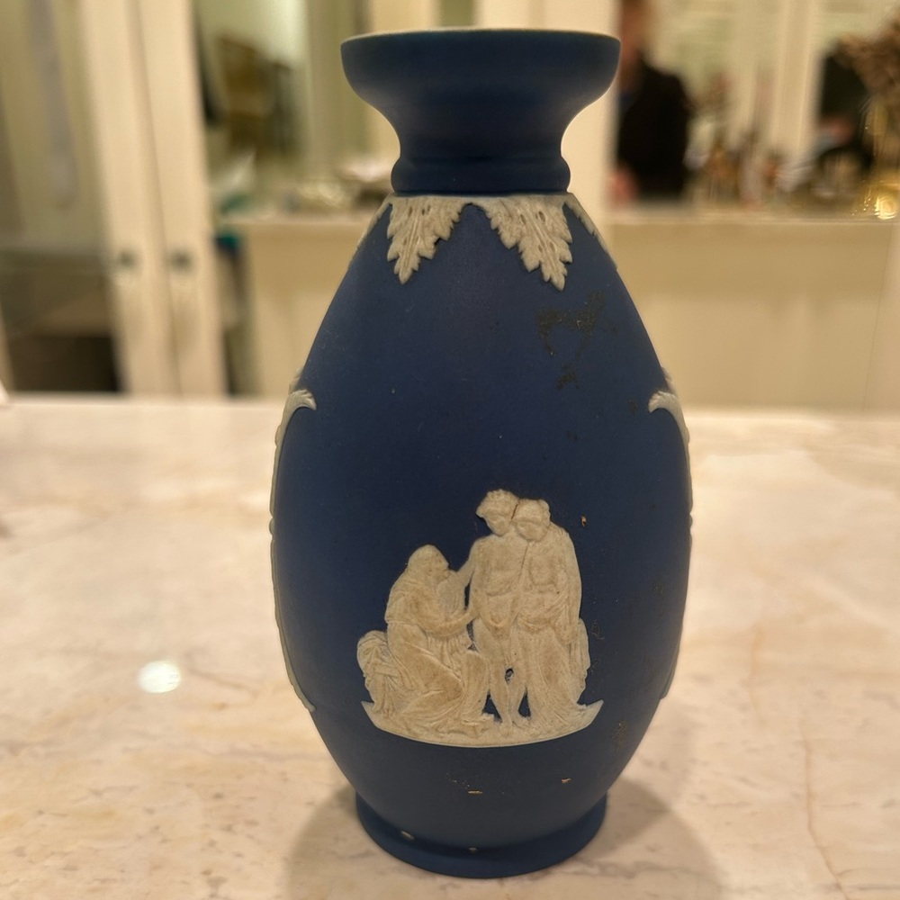 Antique Wedgewood Jasperware Cobalt Vase